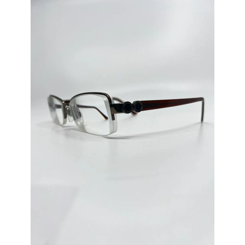 BVLGARI 297 138 Eyeglasses Frame Italy Half Rimless 53-17-130 Brown‎ H8608
